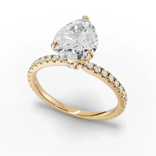 2.29CT Pear Lab Diamond Hidden Halo Accent Engagement Ring