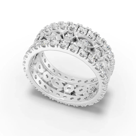 2.3CT Round Lab Diamond Full Eternity Bridal Set Ring