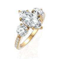 2.5CT Marquise Lab Diamond Three Stone Accent Engagement Ring