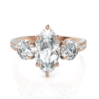 2.5CT Marquise Lab Diamond Three Stone Accent Engagement Ring