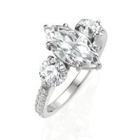2.5CT Marquise Lab Diamond Three Stone Accent Engagement Ring