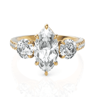 2.5CT Marquise Lab Diamond Three Stone Accent Engagement Ring