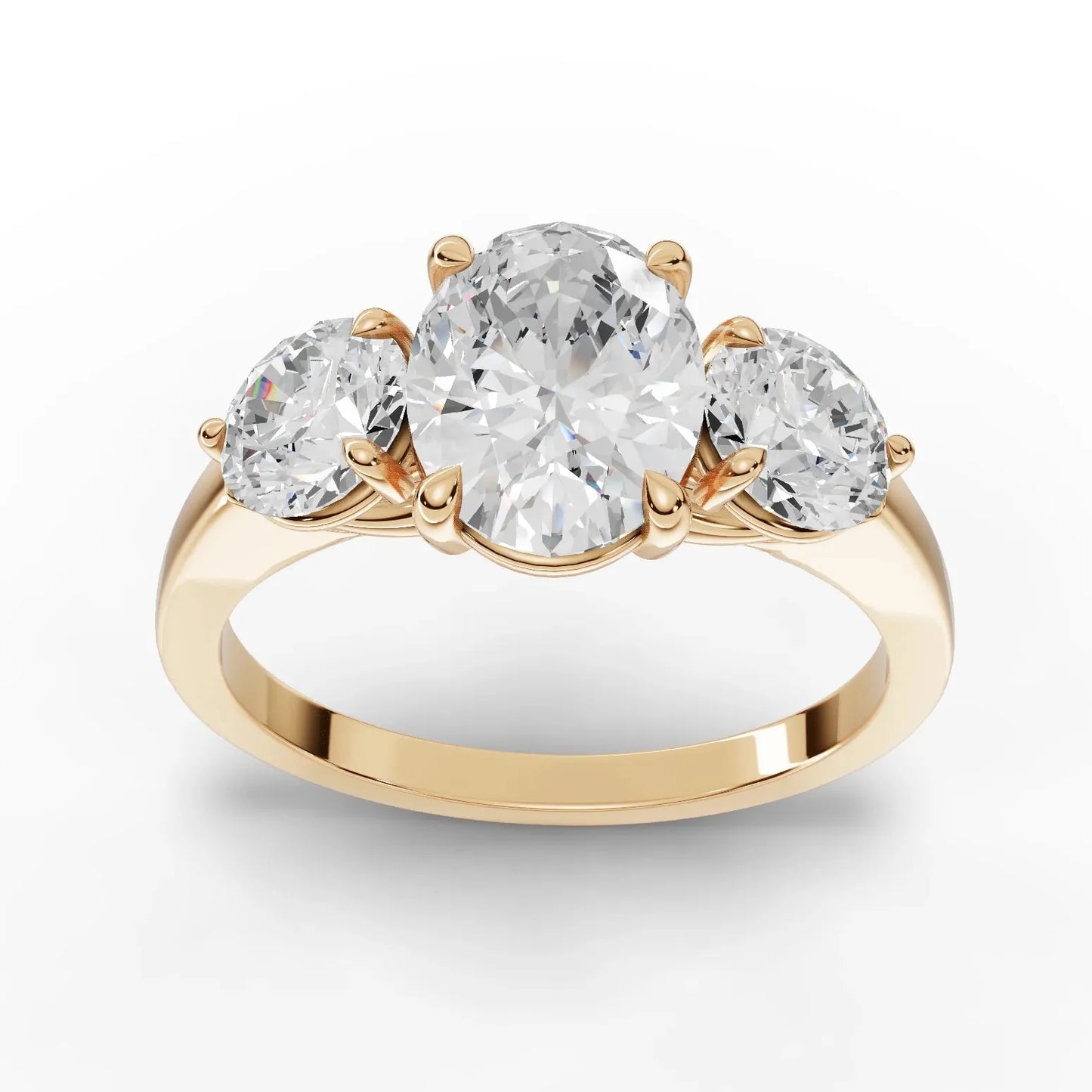 2.5CT Oval Lab Diamond Three Stone Engagement Ring