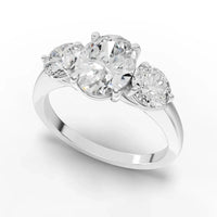 2.5CT Oval Lab Diamond Three Stone Engagement Ring