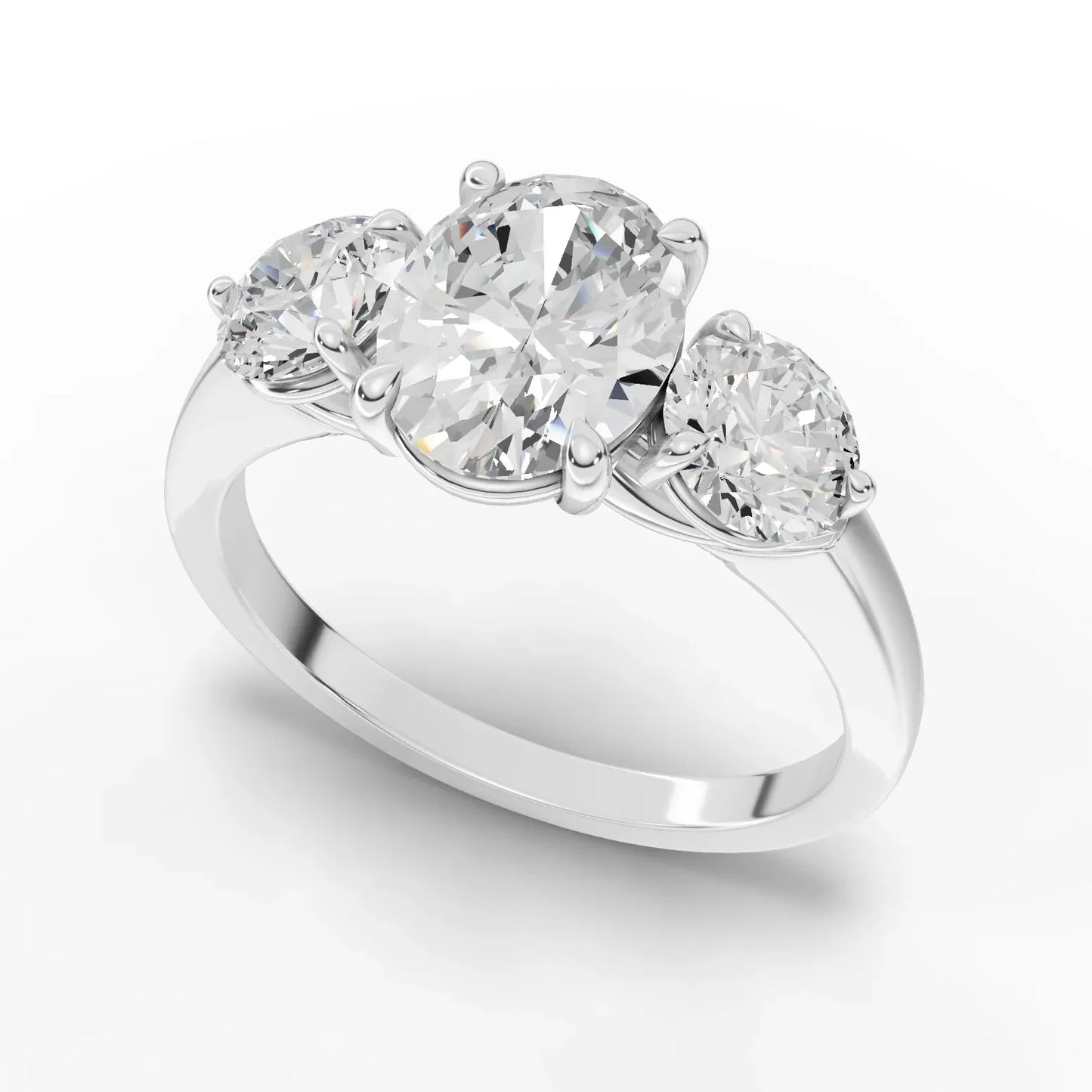 2.5CT Oval Lab Diamond Three Stone Engagement Ring