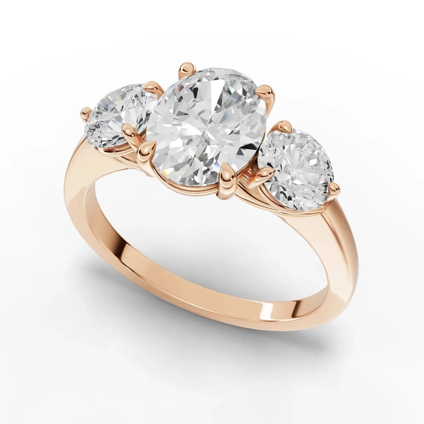 2.5CT Oval Lab Diamond Three Stone Engagement Ring