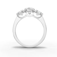 2.5CT Oval Lab Diamond Three Stone Engagement Ring