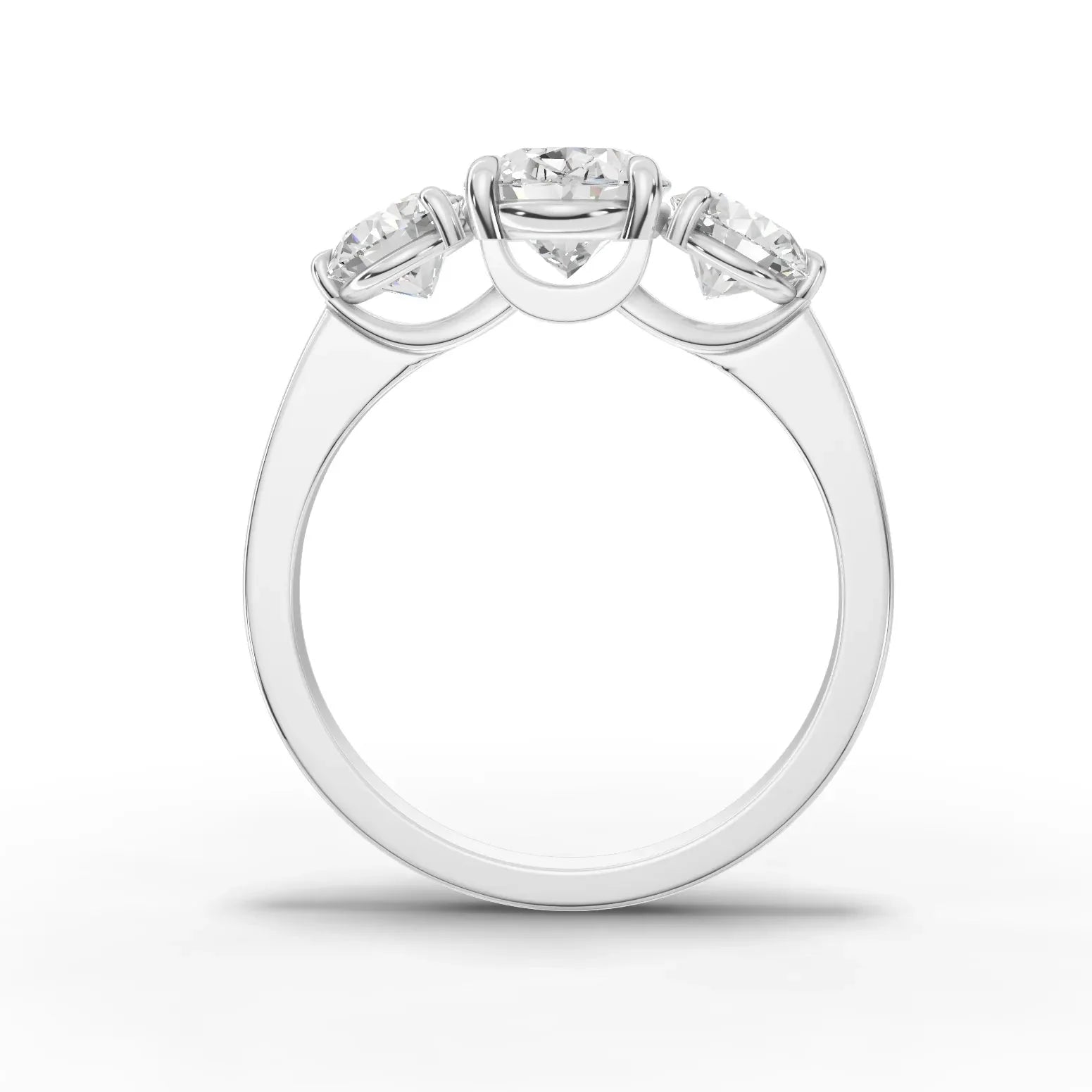 2.5CT Oval Lab Diamond Three Stone Engagement Ring