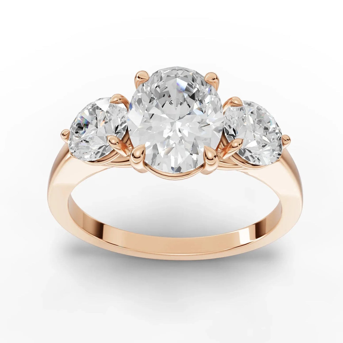 2.5CT Oval Lab Diamond Three Stone Engagement Ring