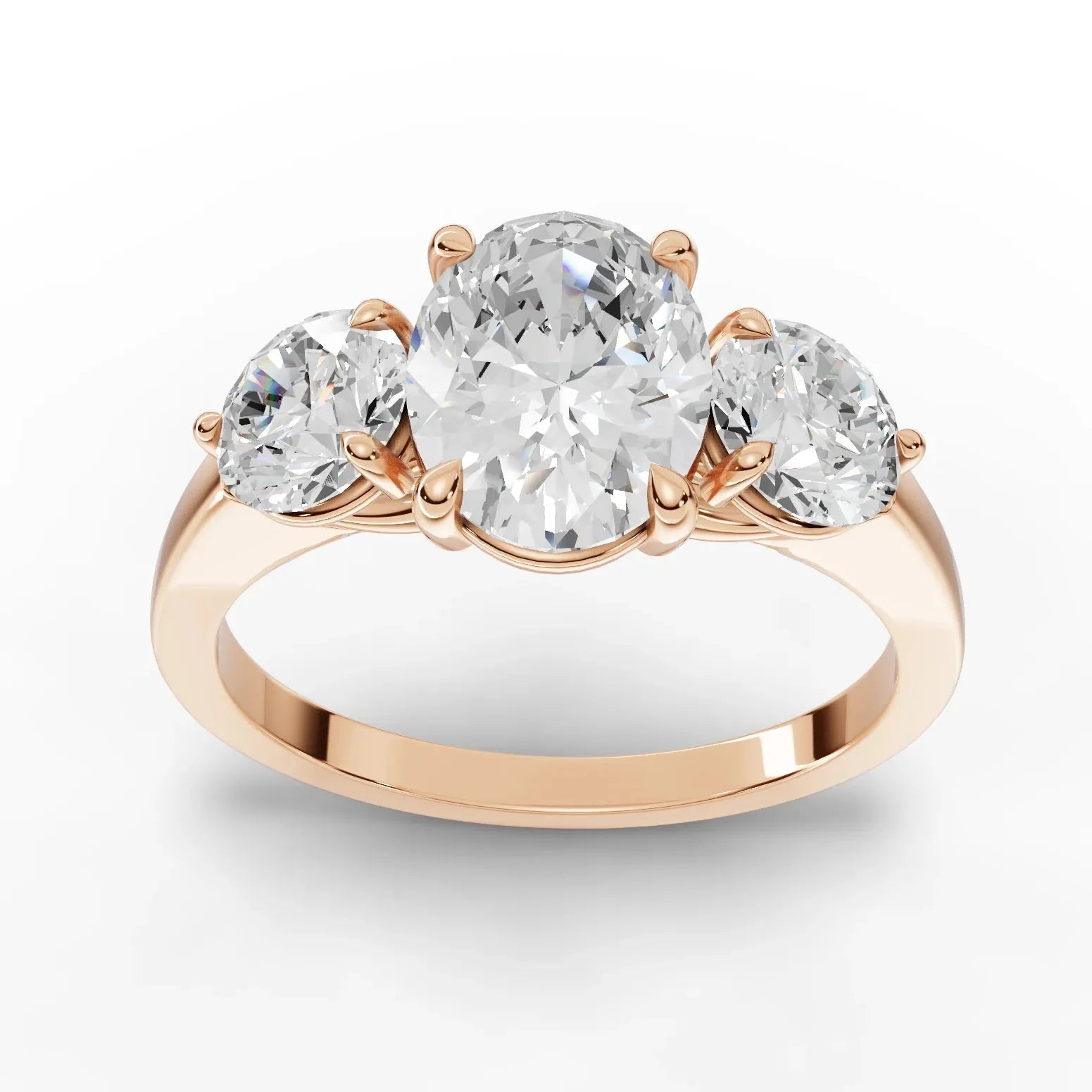 2.5CT Oval Lab Diamond Three Stone Engagement Ring