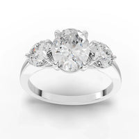 2.5CT Oval Lab Diamond Three Stone Engagement Ring