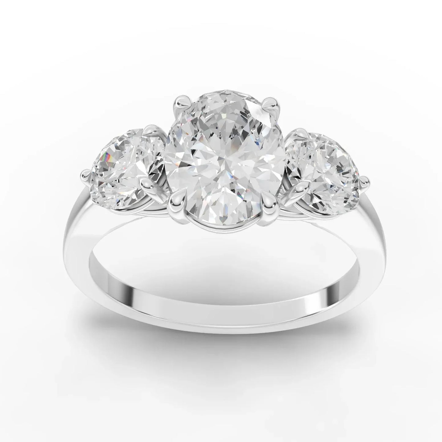 2.5CT Oval Lab Diamond Three Stone Engagement Ring