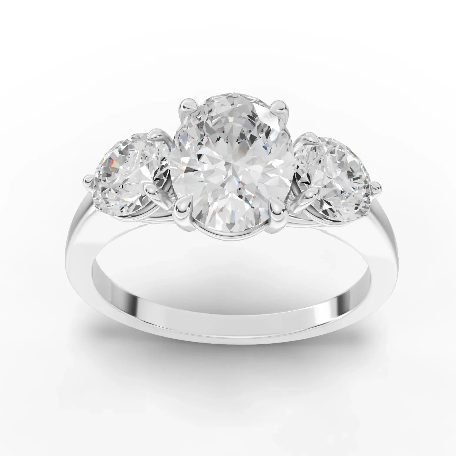 2.5CT Oval Lab Diamond Three Stone Engagement Ring