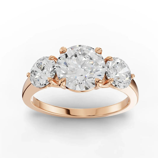 2.5CT Round Lab Diamond Three Stone Engagement Ring