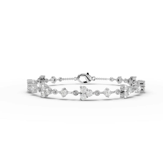 2.64CT Round Lab Diamond Floral Bracelet