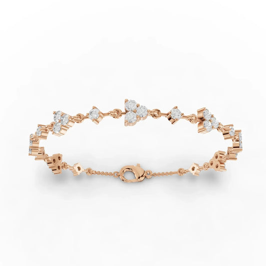 2.64CT Round Lab Diamond Floral Bracelet