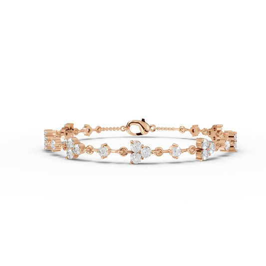 2.64CT Round Lab Diamond Floral Bracelet