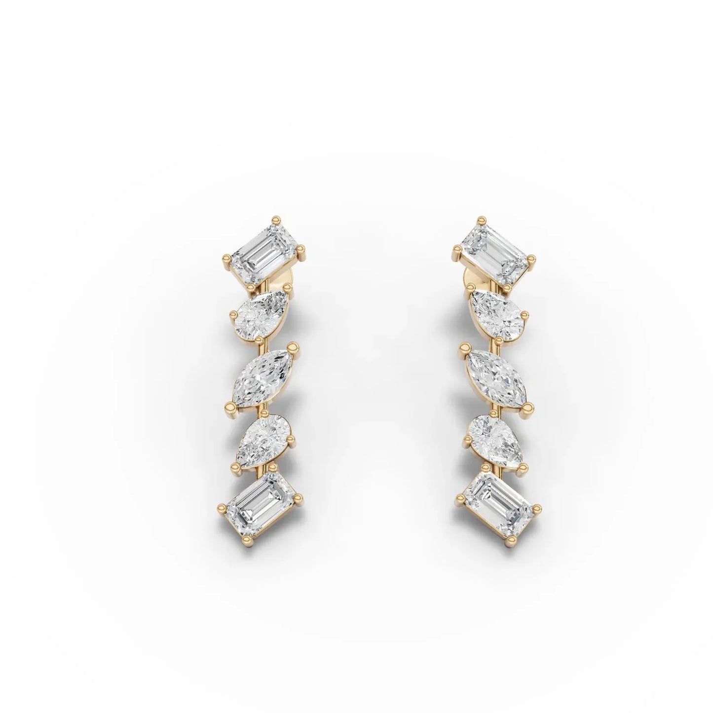 2.66CT Marquise Pear Emerald Lab Diamond Premium Drop Earrings