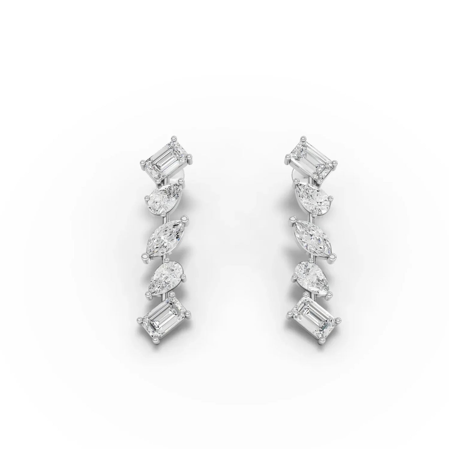 2.66CT Marquise Pear Emerald Lab Diamond Premium Drop Earrings