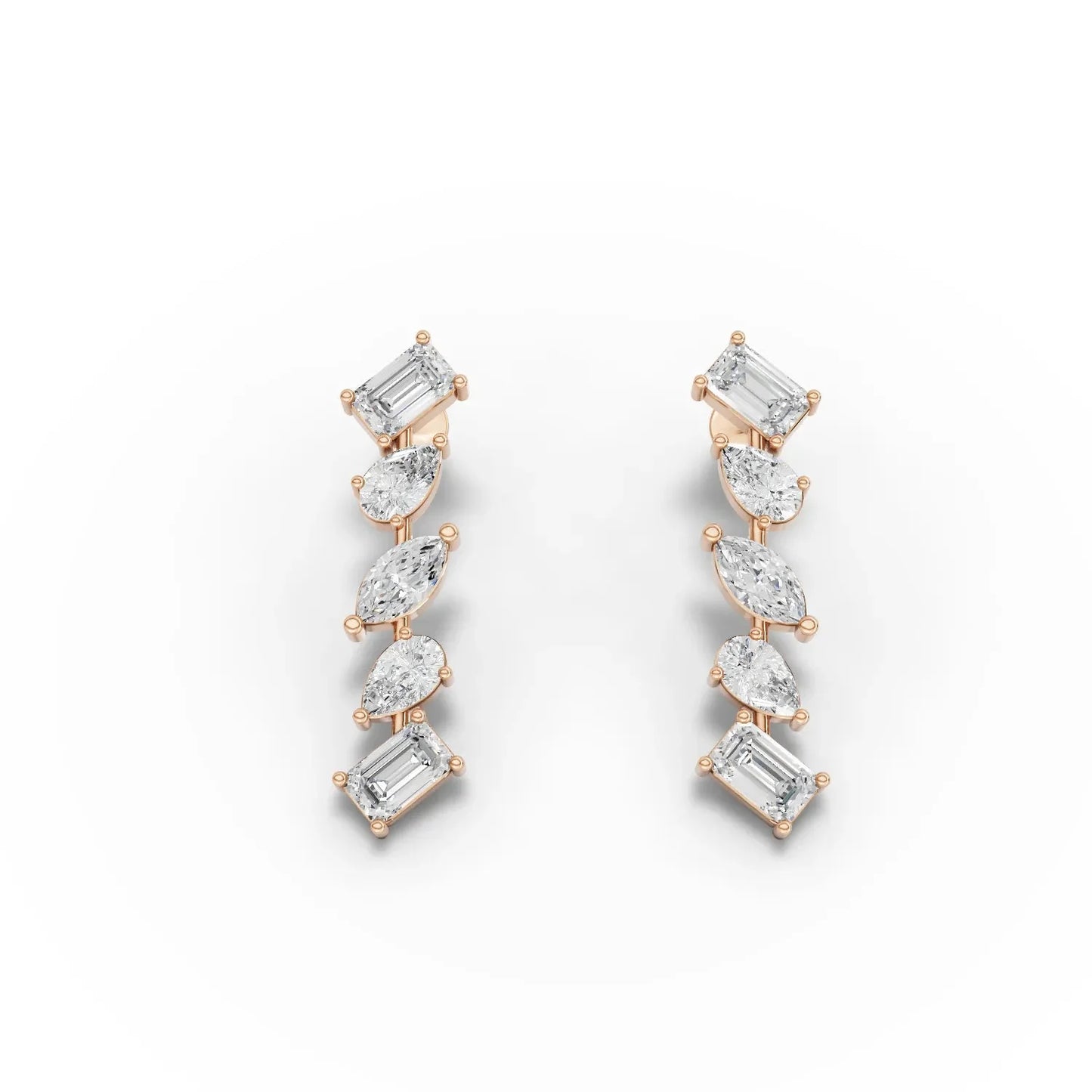 2.66CT Marquise Pear Emerald Lab Diamond Premium Drop Earrings
