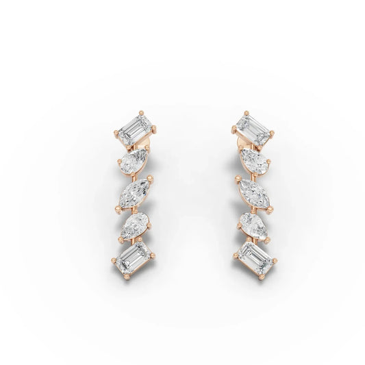 2.66CT Marquise Pear Emerald Lab Diamond Premium Drop Earrings