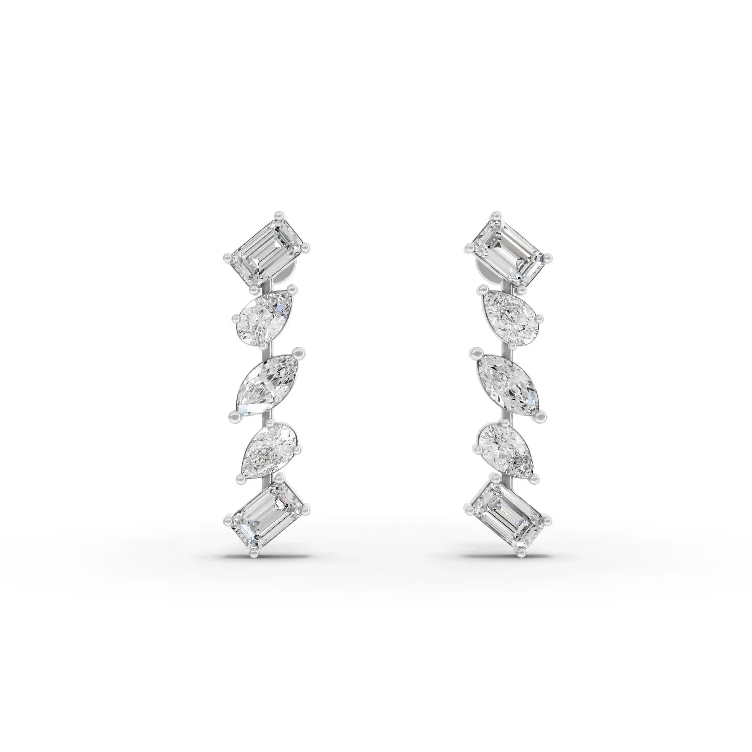 2.66CT Marquise Pear Emerald Lab Diamond Premium Drop Earrings