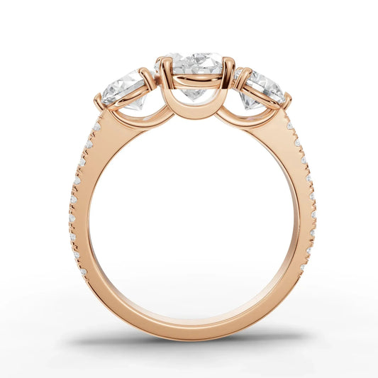 2.72CT Oval Lab Diamond Three Stone Accent Engagement Ring