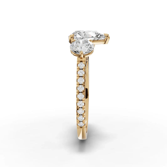 2.72CT Pear Lab Diamond Three Stone Accent Engagement Ring