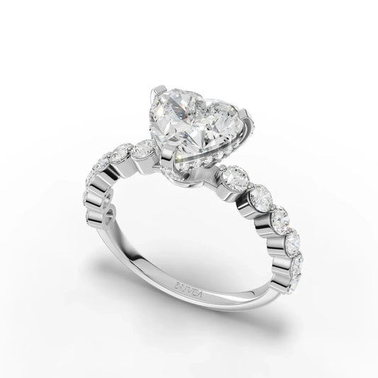 2.84CT Heart Lab Diamond Premium Accent Engagement Ring