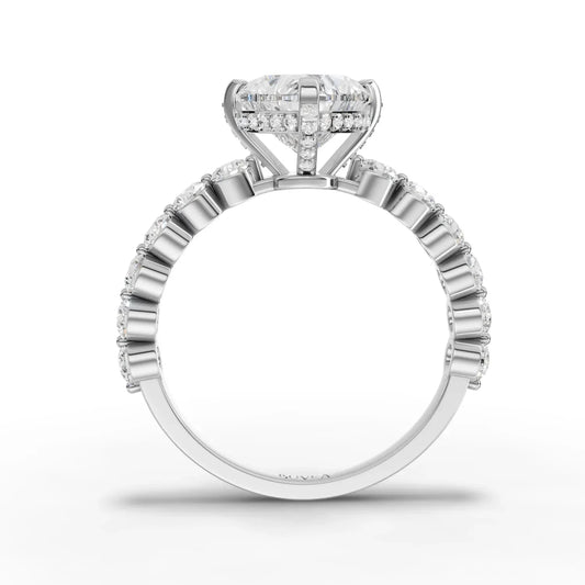2.84CT Heart Lab Diamond Premium Accent Engagement Ring