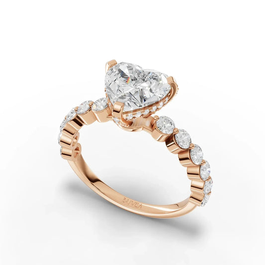 2.84CT Heart Lab Diamond Premium Accent Engagement Ring