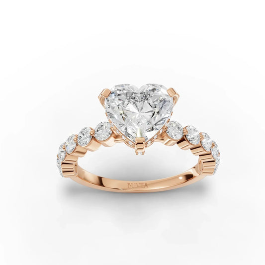 2.84CT Heart Lab Diamond Premium Accent Engagement Ring
