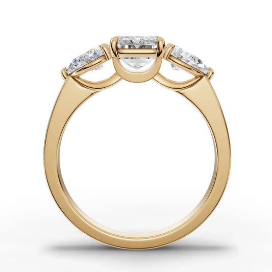 2CT Emerald Lab Diamond Three Stone Engagement Ring