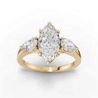 2CT Marquise Lab Diamond Three Stone Engagement Ring