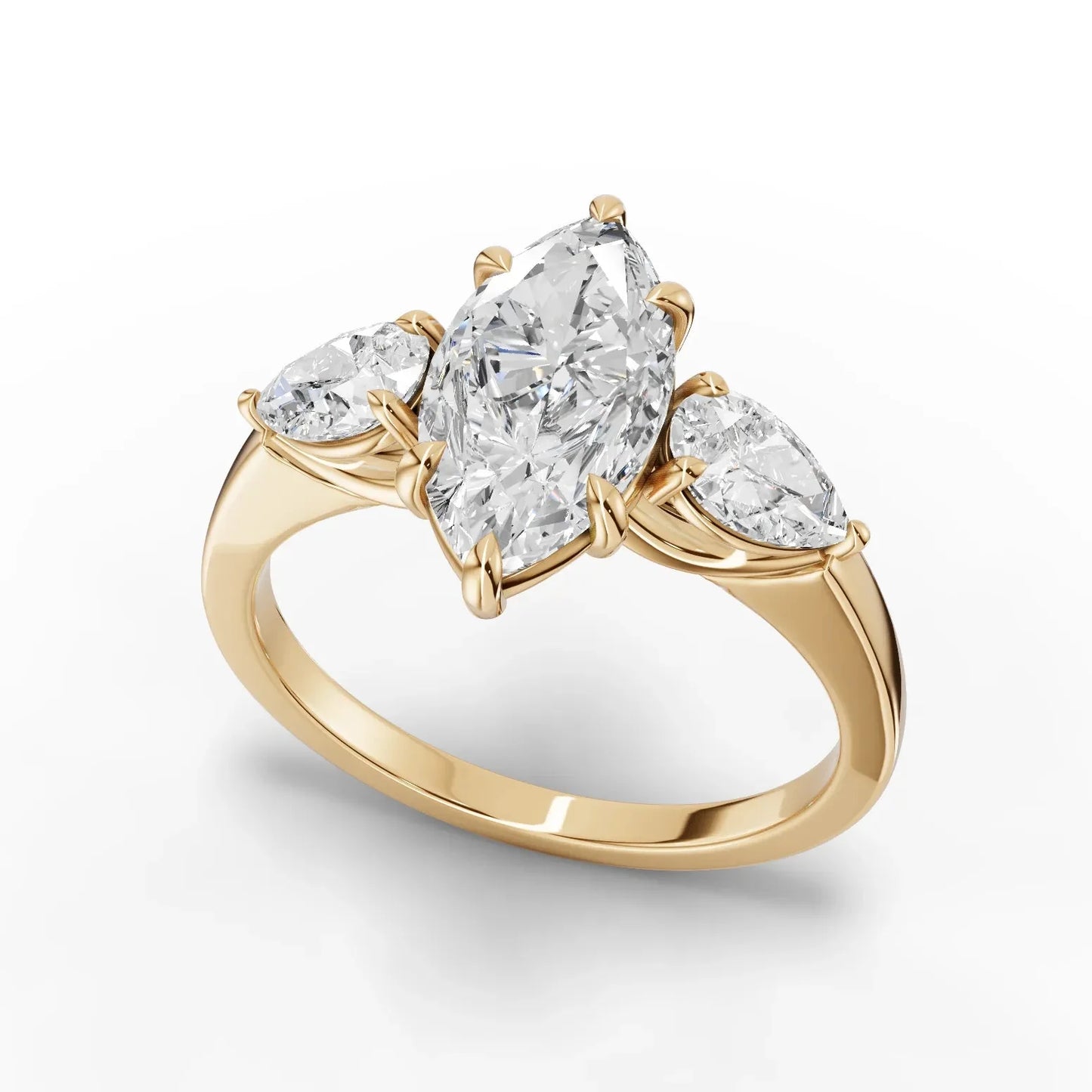 2CT Marquise Lab Diamond Three Stone Engagement Ring