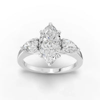 2CT Marquise Lab Diamond Three Stone Engagement Ring