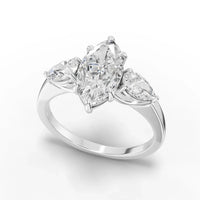 2CT Marquise Lab Diamond Three Stone Engagement Ring
