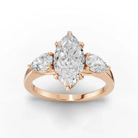 2CT Marquise Lab Diamond Three Stone Engagement Ring