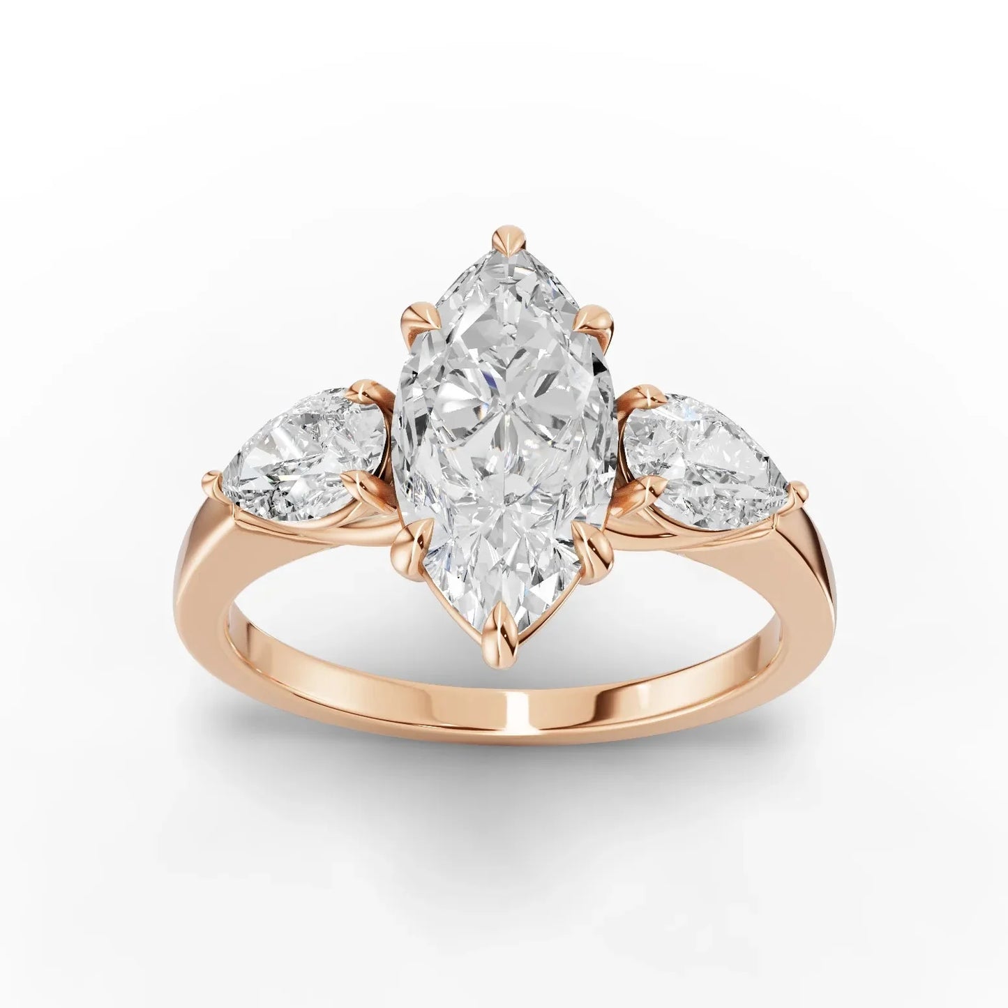 2CT Marquise Lab Diamond Three Stone Engagement Ring