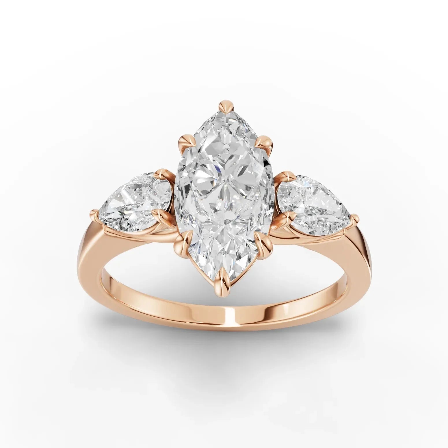 2CT Marquise Lab Diamond Three Stone Engagement Ring