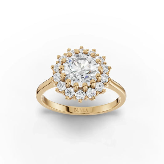 2CT Round Lab Diamond Halo Premium Engagement Ring