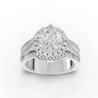 2CT Round Lab Diamond Premium Double Halo Engagement Ring