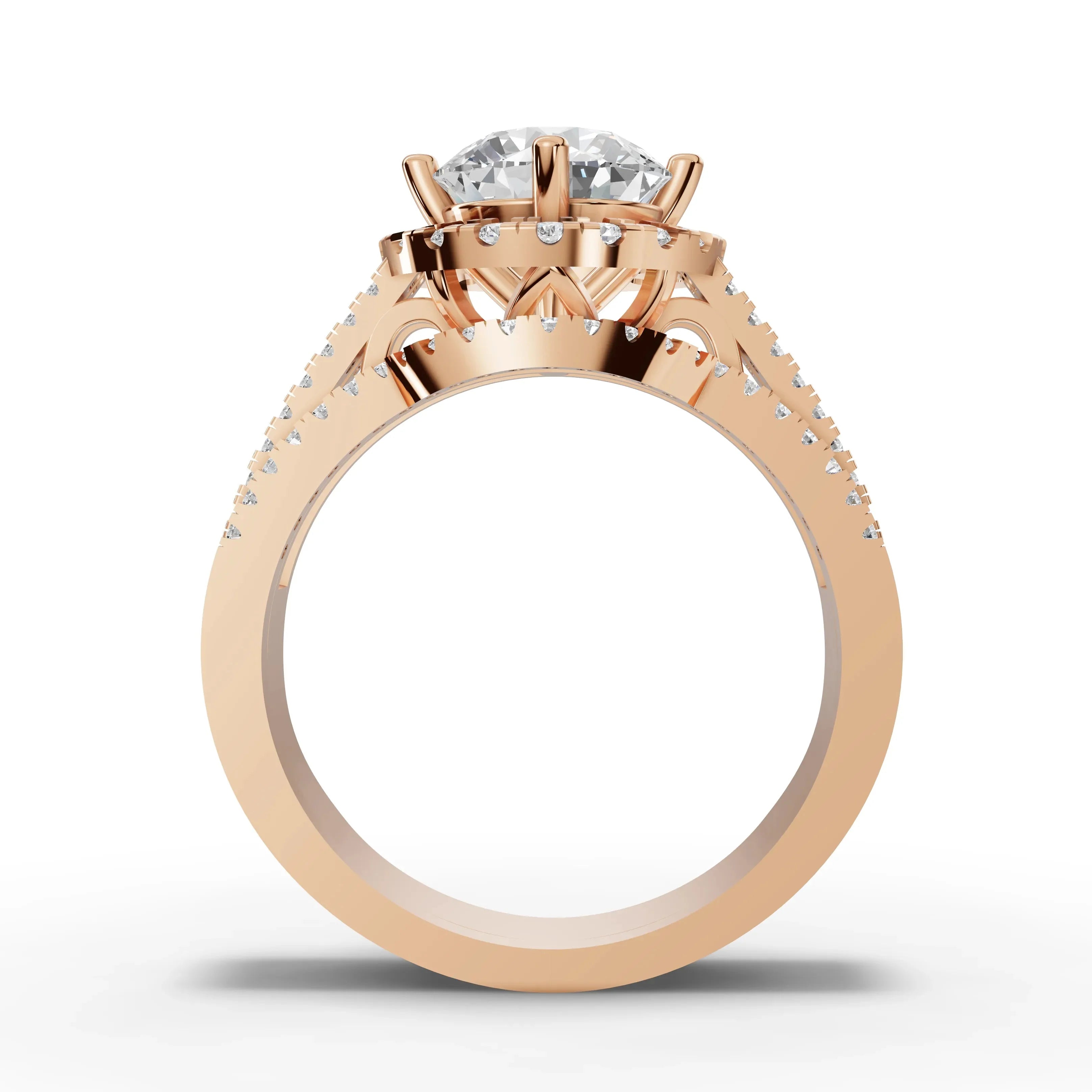 2CT Round Lab Diamond Premium Double Halo Engagement Ring