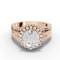 2CT Round Lab Diamond Premium Double Halo Engagement Ring