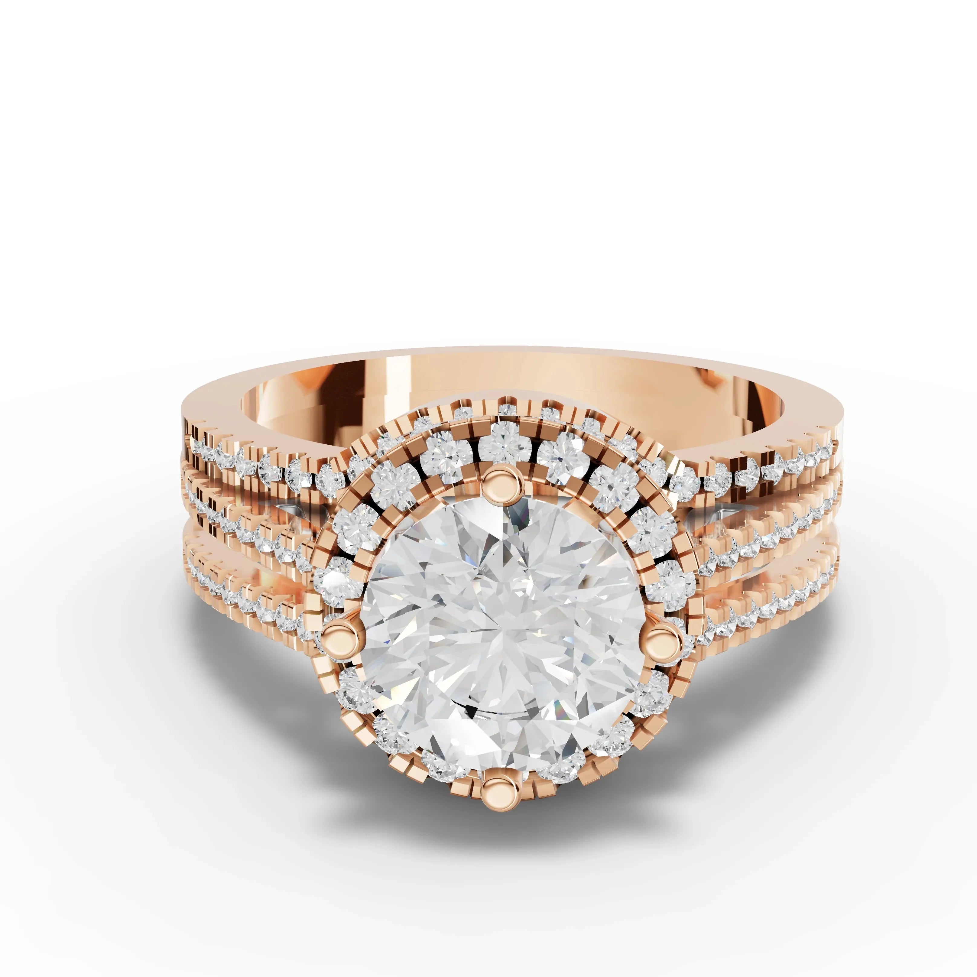 2CT Round Lab Diamond Premium Double Halo Engagement Ring