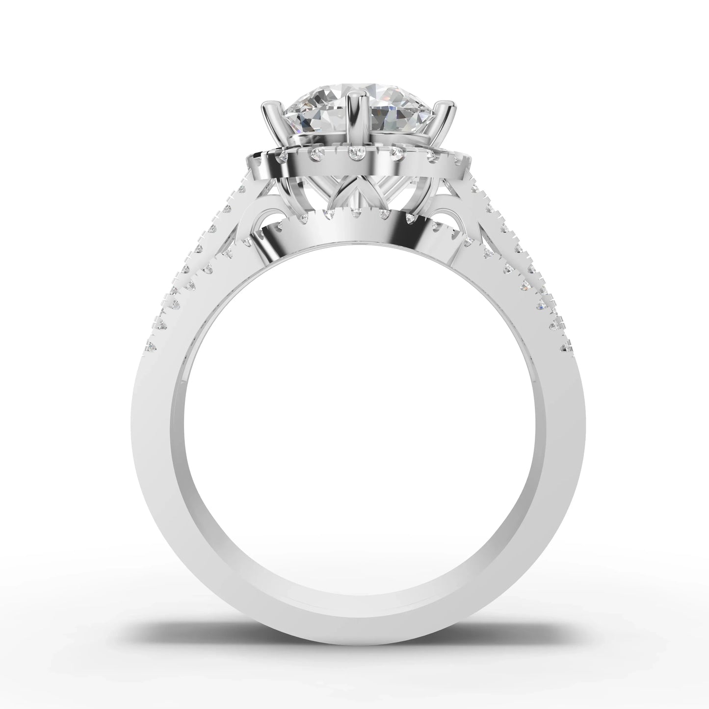 2CT Round Lab Diamond Premium Double Halo Engagement Ring