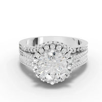 2CT Round Lab Diamond Premium Double Halo Engagement Ring