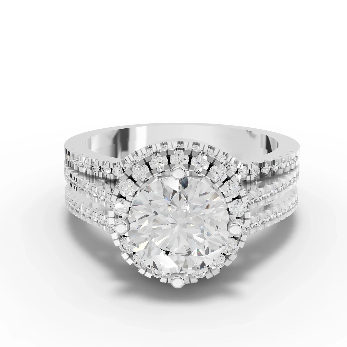 2CT Round Lab Diamond Premium Double Halo Engagement Ring