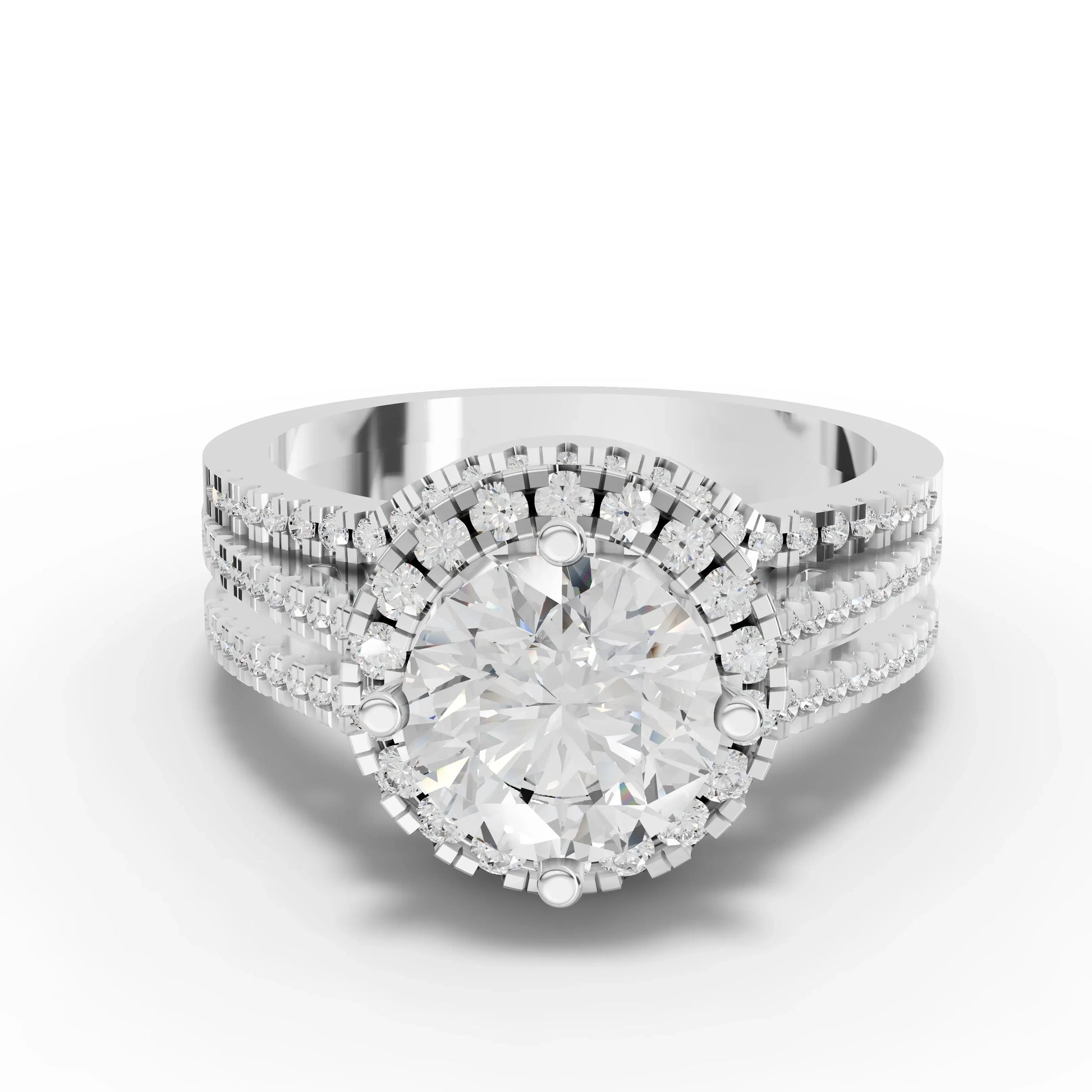 2CT Round Lab Diamond Premium Double Halo Engagement Ring