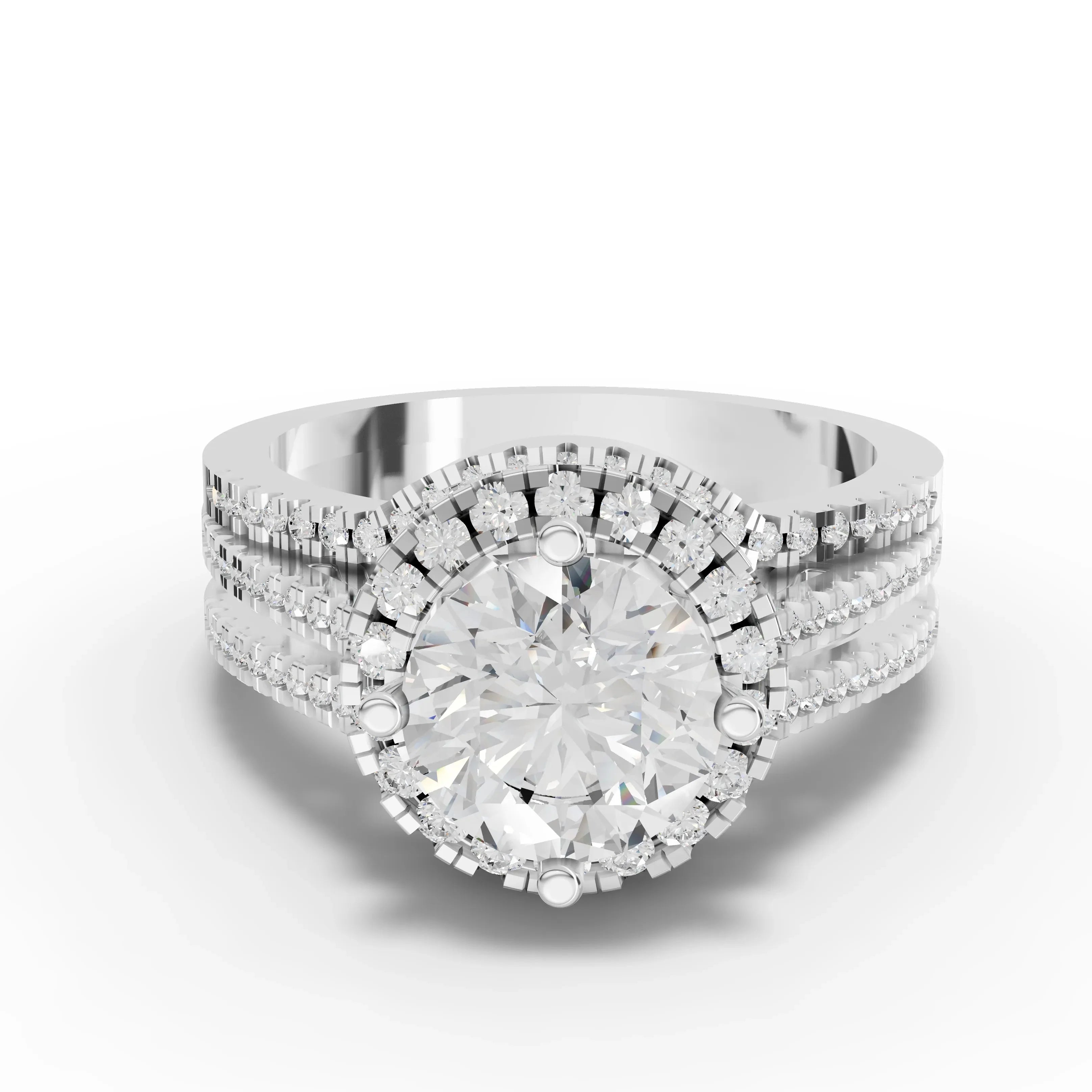 2CT Round Lab Diamond Premium Double Halo Engagement Ring